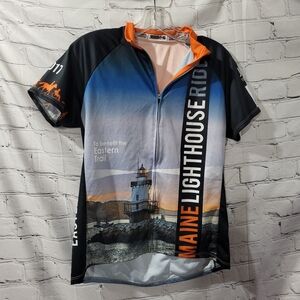 Maine Lighthouse Cycling Jersey Shirt Short Sleeve